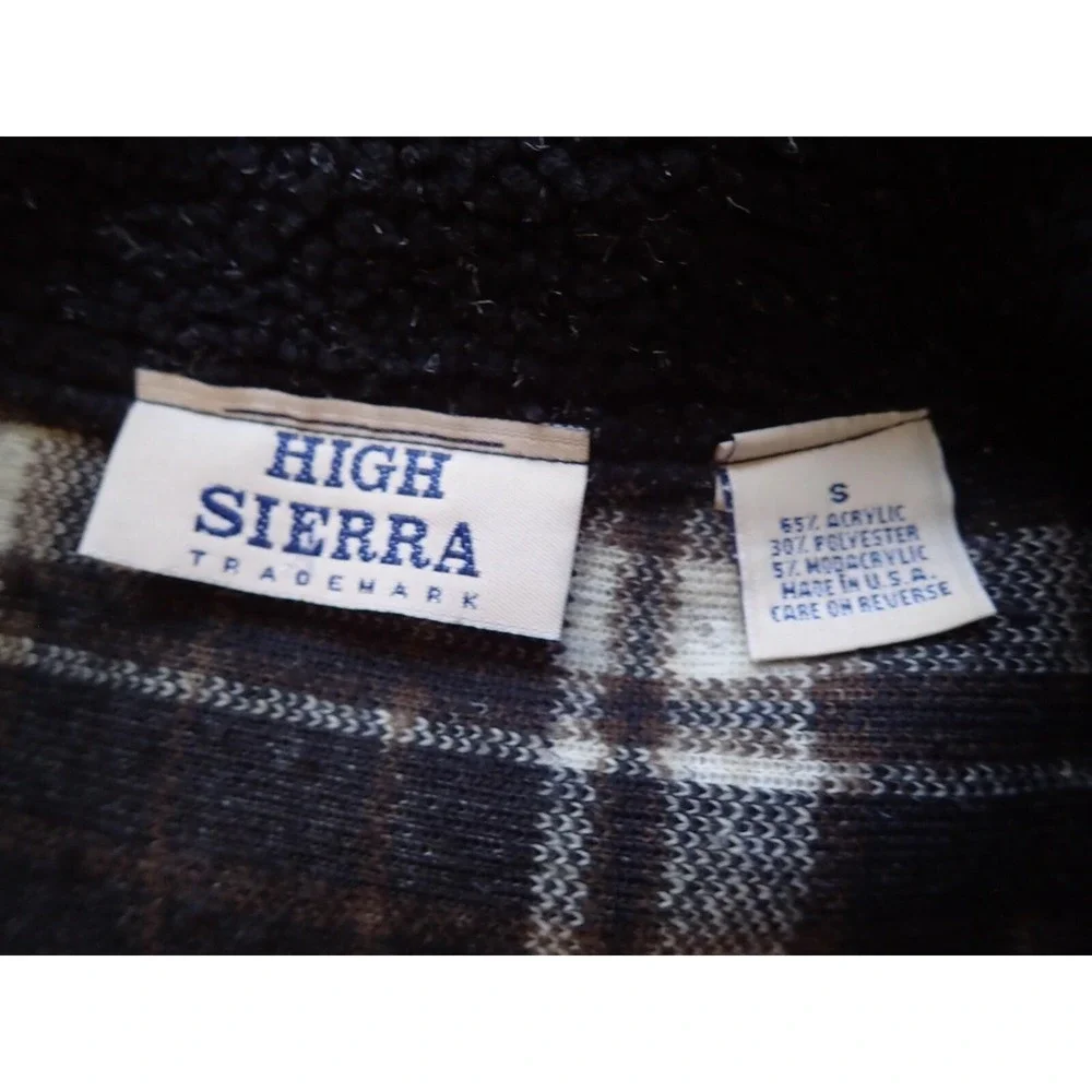 High Sierra Fleece Jacket‎ Boys Small Navy Blue Excellent Plaid Zip Up Outerwear